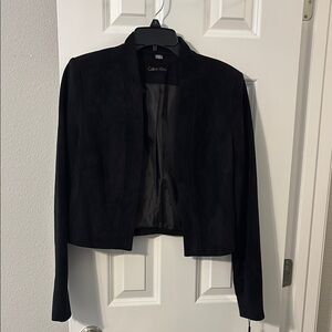 Calvin Klein Black Cropped Blazer Modern Open-Front